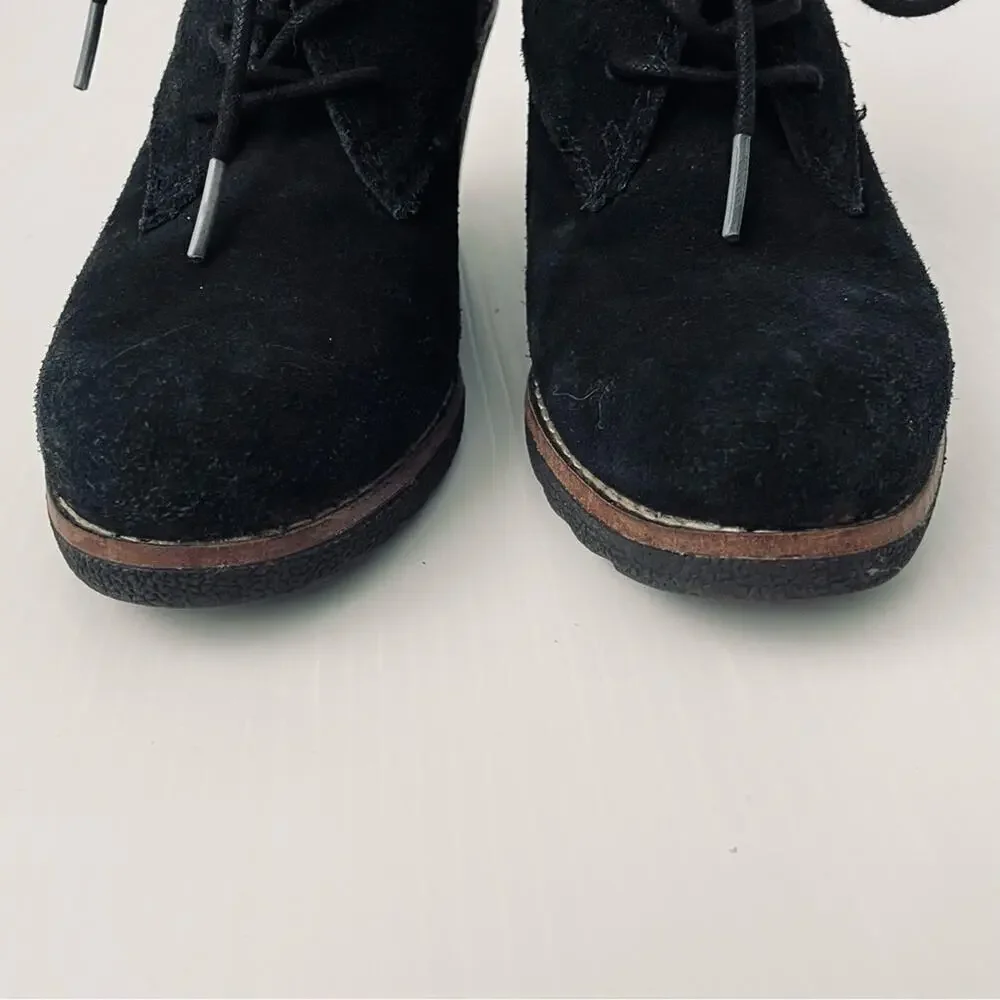 White Mountain Lambert suede leather lace up wedge booties size 8.5